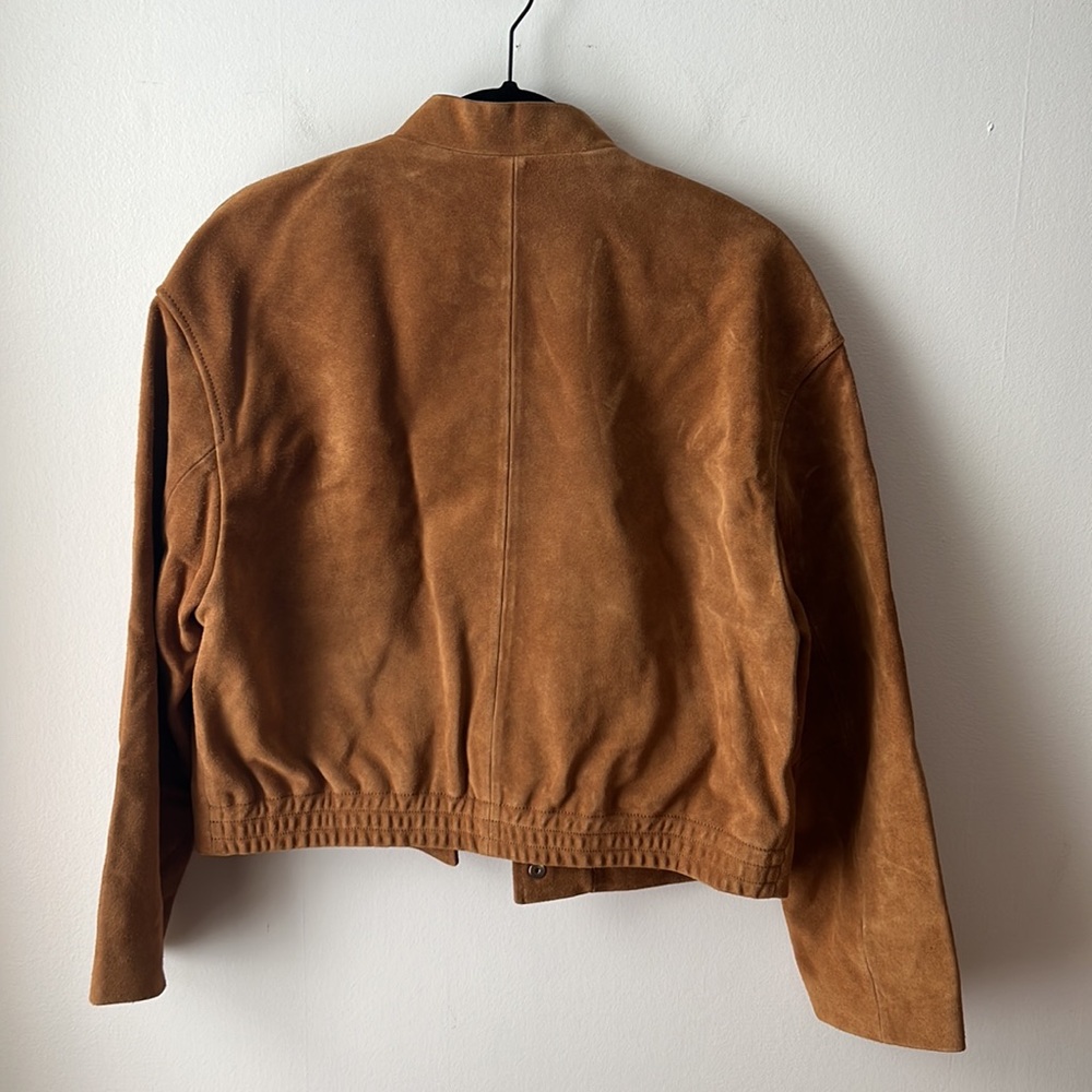 Massimo Dutti NWT Suede Leather Bomber Jacket With Gold Buttons. Size Small. - Picture 11 of 16